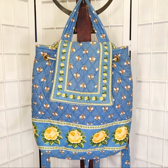 Vera Bradley Handbags - Vera Bradley Roses Bumblebee Drawstring Backpack